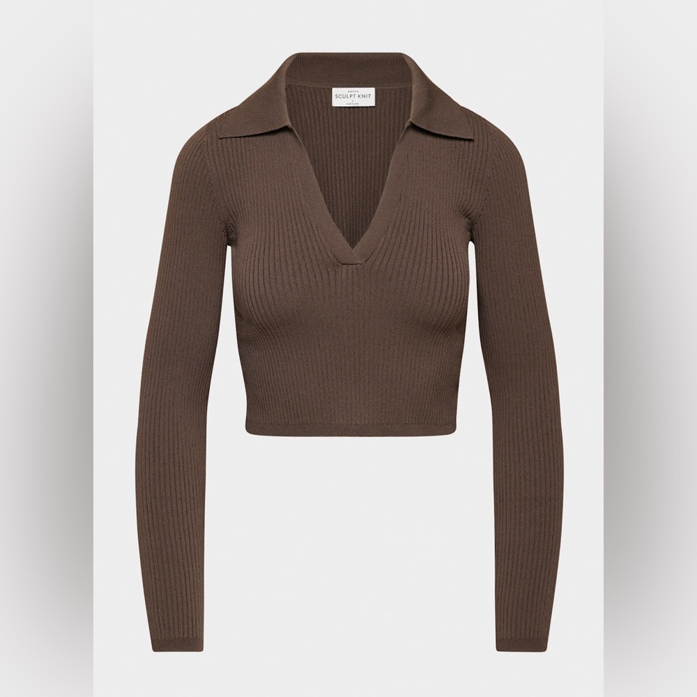 Aritzia Babaton SCULPT KNIT POLO LONGSLEEVE